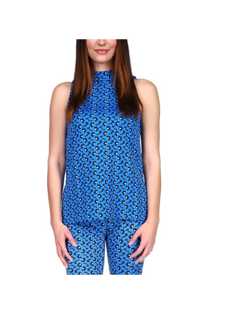 MICHAEL MICHAEL KORS Womens Blue Sleeveless Mock Neck Tank Top Petites P\XS