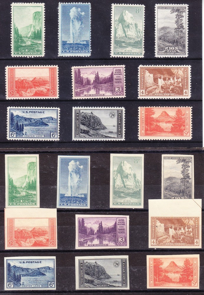US Scott 740-749 756-765 old 1c-10c National Parks complete set M/NH/OG/NGAI