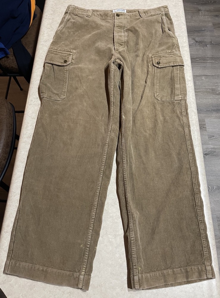 Vintage Abercrombie & Fitch Brown Corduroy Cargo Pants Men's Size 36R Baggy Y2K