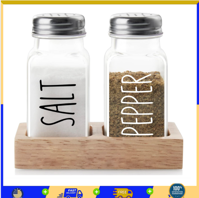 Dopeca Clear Glass Salt and Pepper Shakers Set with Holder