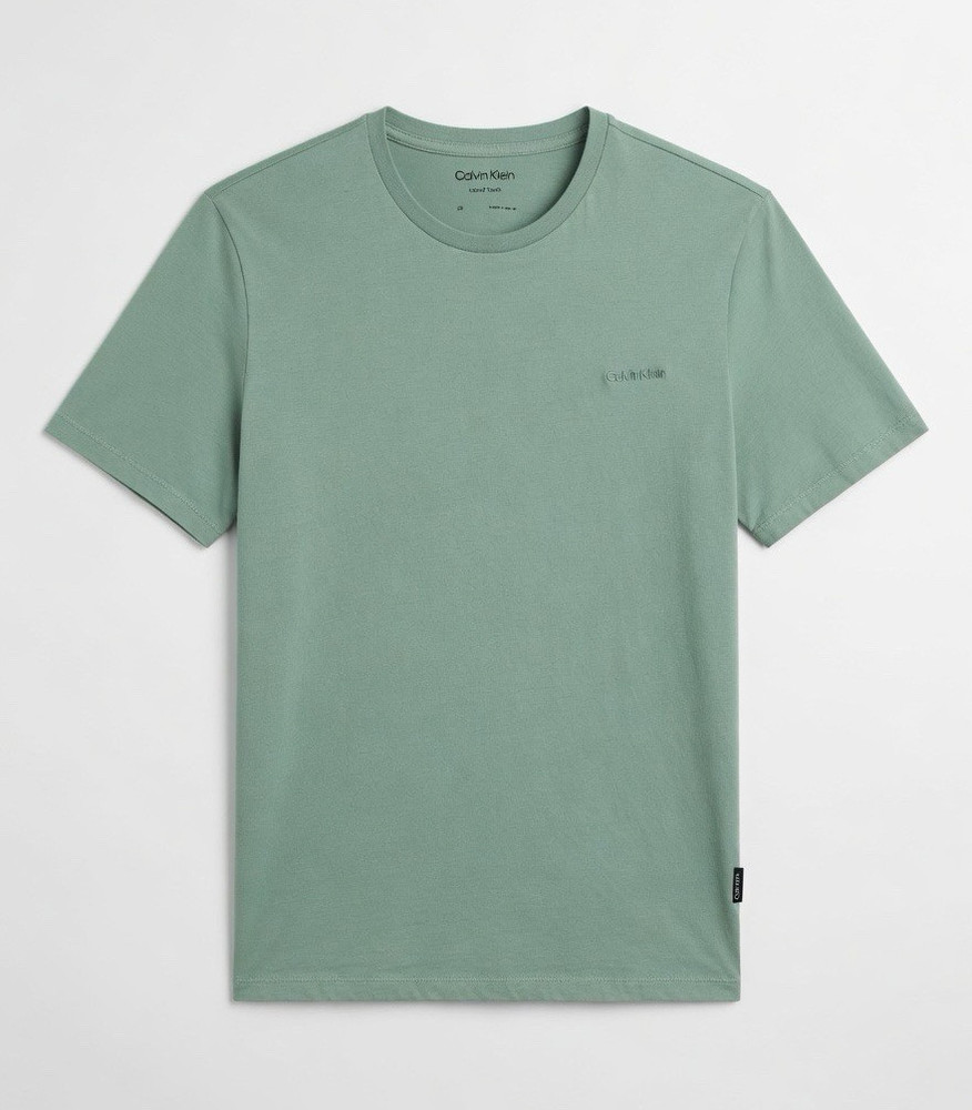 Calvin Klein Liquid Touch Men's Green Logo Crew Neck Short Sleeve T-Shirt, L