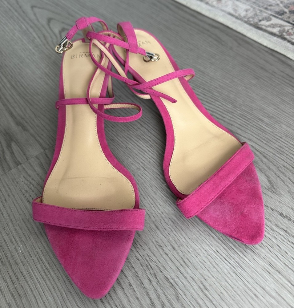 Alexandre Birman Smart Cocktail Suede Kitten-Heel Sandals Pink