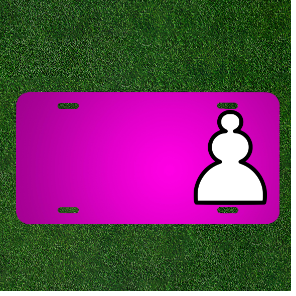 Custom Car License Plate with Personalized Chess Rook Meeple and Names