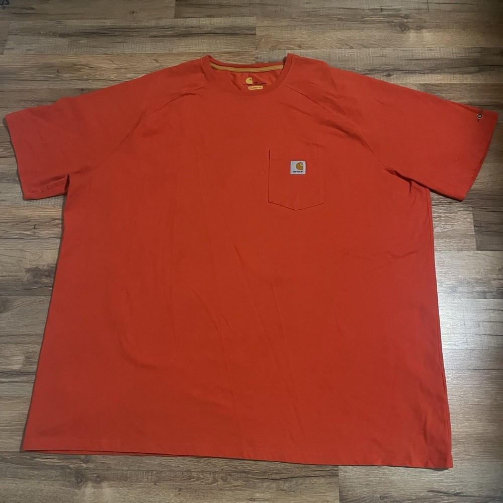 Men's  4XL CARHARTT Orange 100410 001 Relaxed Fit Force Crew Neck Pocket T-Shirt