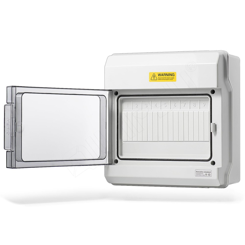 QILIPSU 9 Way Outdoor Breaker Box IP65 PC/ABS Alloy Plastic Din Rail Power Distr