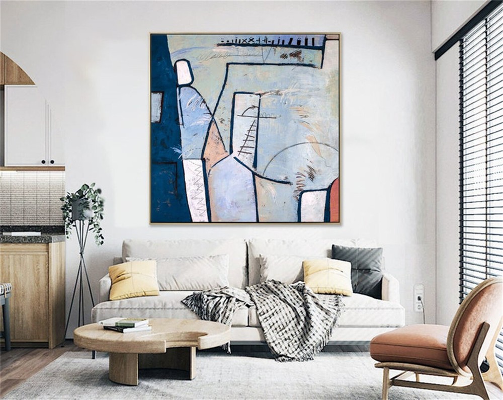 Abstract Painting Large Acrylic Canvas Wall Art Expressionism Playful And