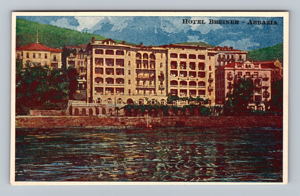 Croatia- Abbazia Hotel Breiner Standard Postal Card Old View Vintage Postcard