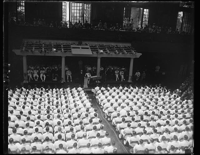 Annapolis Maryland U.S. Naval Academy 1930 Cadet Assembly Indoor Ceremony