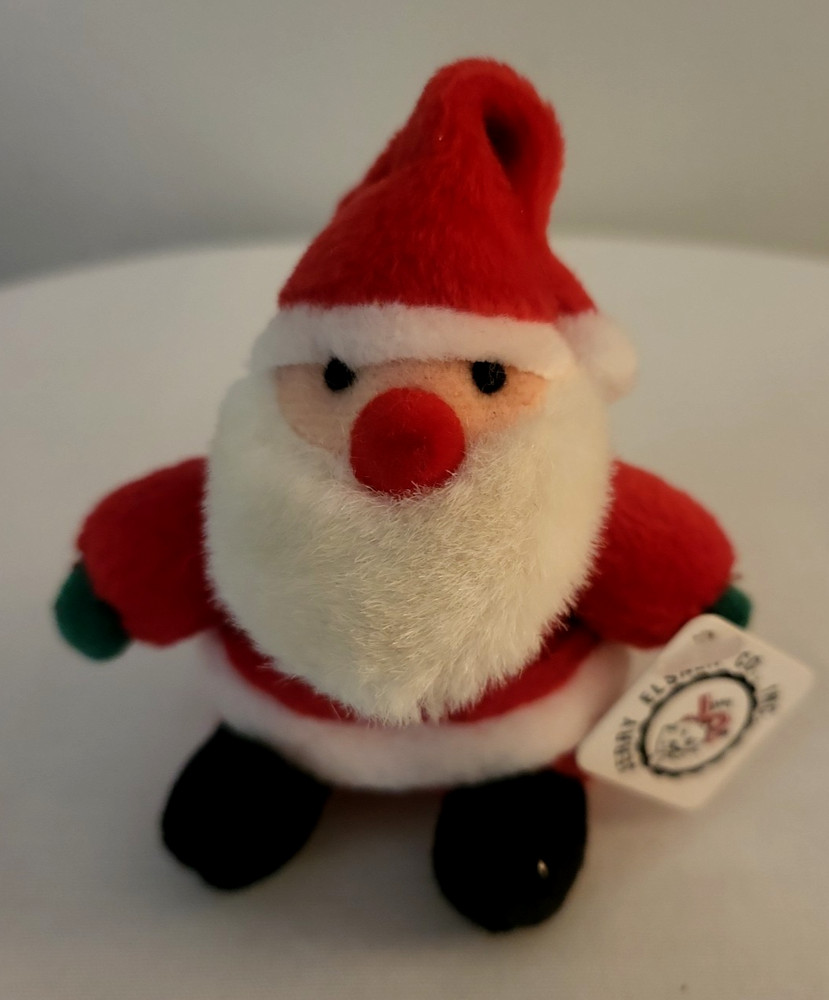 Vintage Jerry Elsner Santa Claus Keychain Stuffed Plush Ornament 4 in