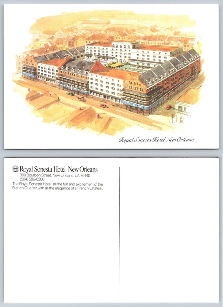 Royal Sonesta Hotel New Orleans Postcard Bourbon Street French Quarter Art