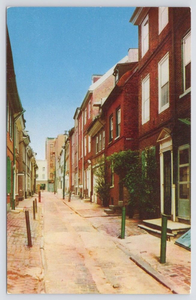 State View~Philadelphia PA~Elfreths Alley~North Of Arch St~Colonial Bldgs~Vtg PC