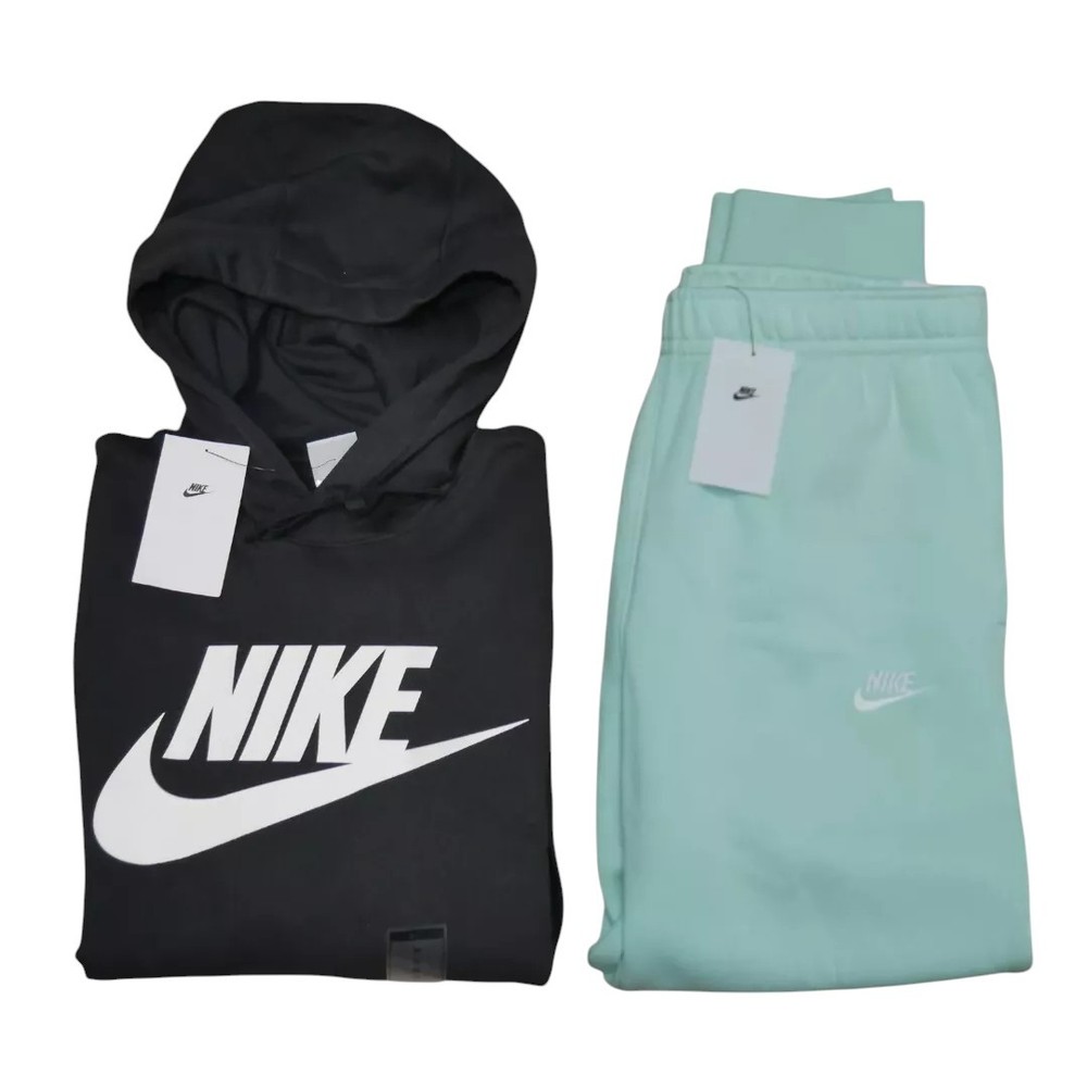 Nike Club Fleece 2 PC Set Men's Size L Sweatsuit Tracksuit Mineral/Black NWT