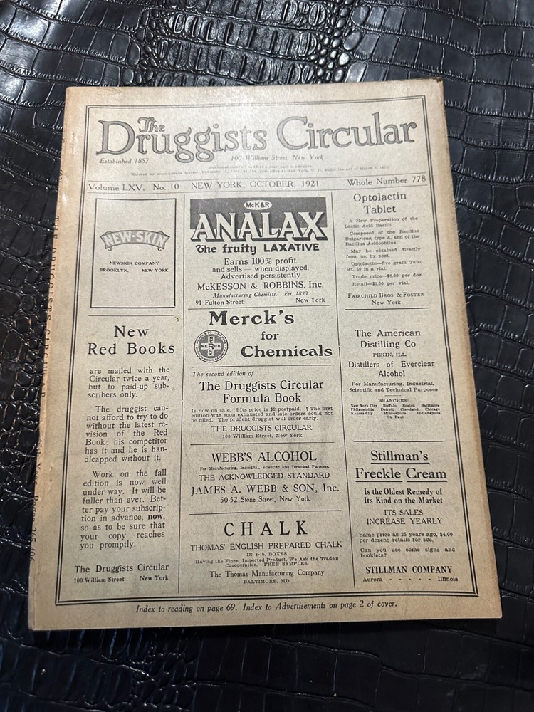 Druggist's Circular Chemistry Pharmacy Trade Magazine OCTOBER 1921 great ads