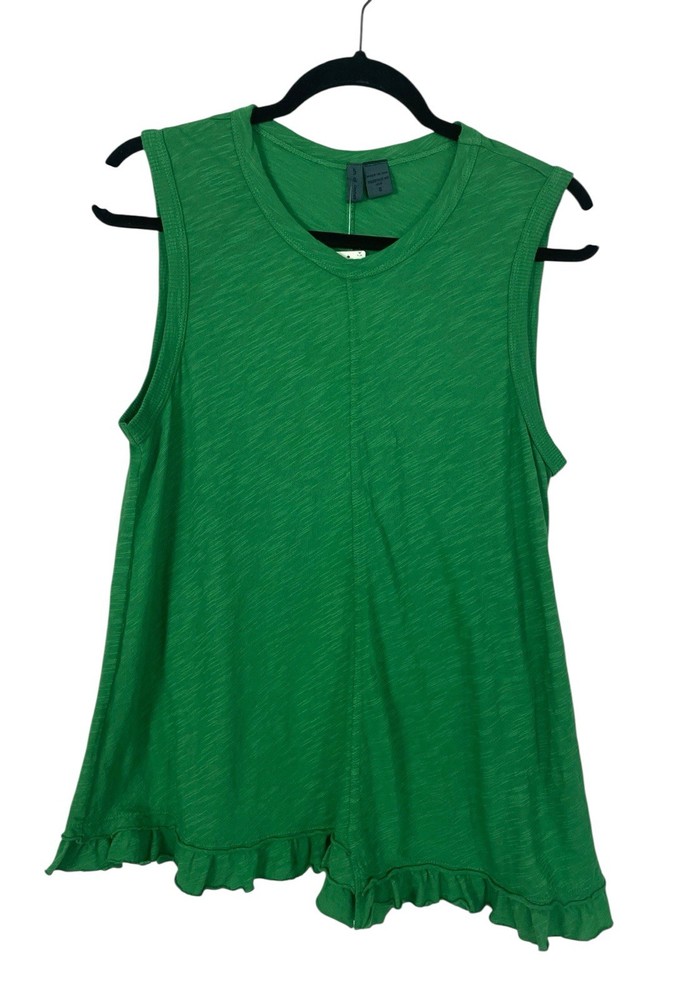 NWT Left Of Center Ruffle Hem Tank Top Kelly Green Anthropologie Size Small