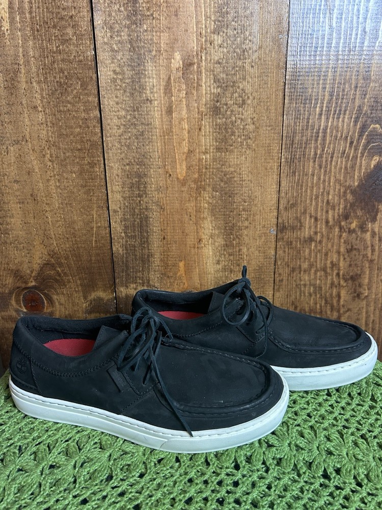 Timberland Mens 9 Moc Toe Black Leather Chukka Anti-Fatigue Shoes Casual Lace Up