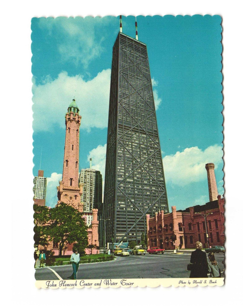 John Hancock center and water tower Chicago IL vintage postcard unposted