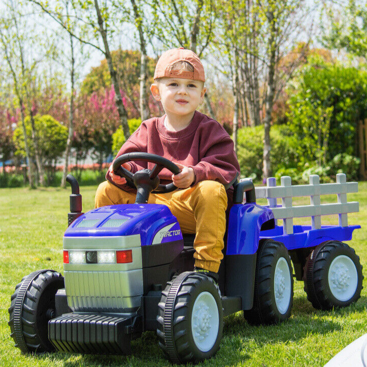 12V7AH Battery-Powered Toy Tractor with Trailer Remote Control