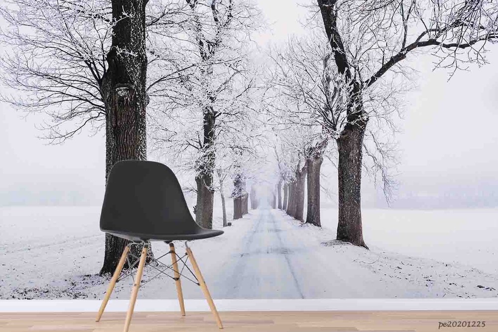 3D Trees Path Winter Landscape Wall Murals Wallpaper Murals Wall Sticker