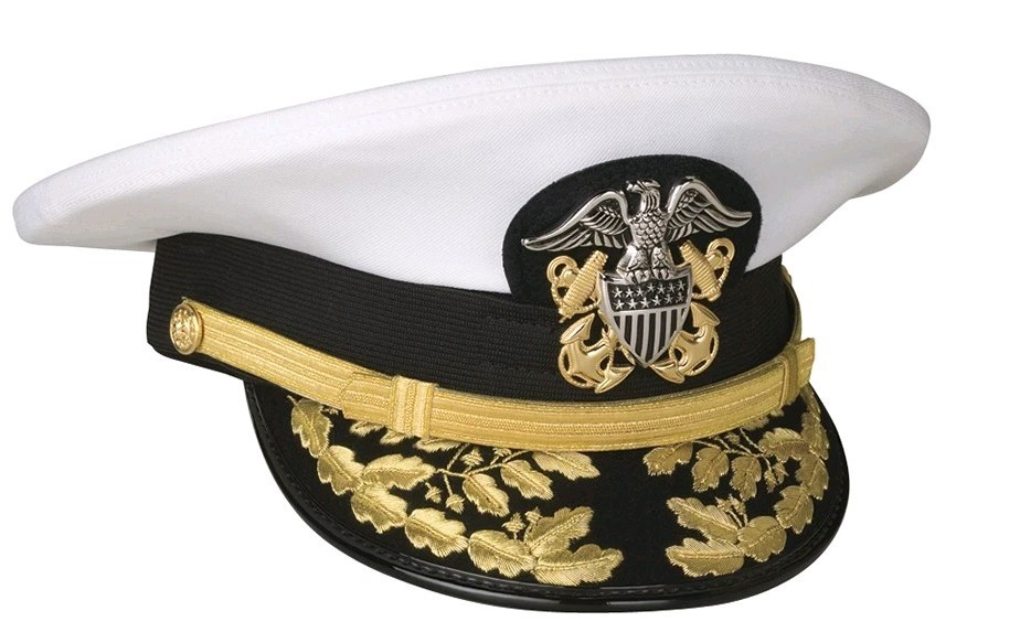 Us Navy Commander Admiral Rank White Hat Cap R N Commanders