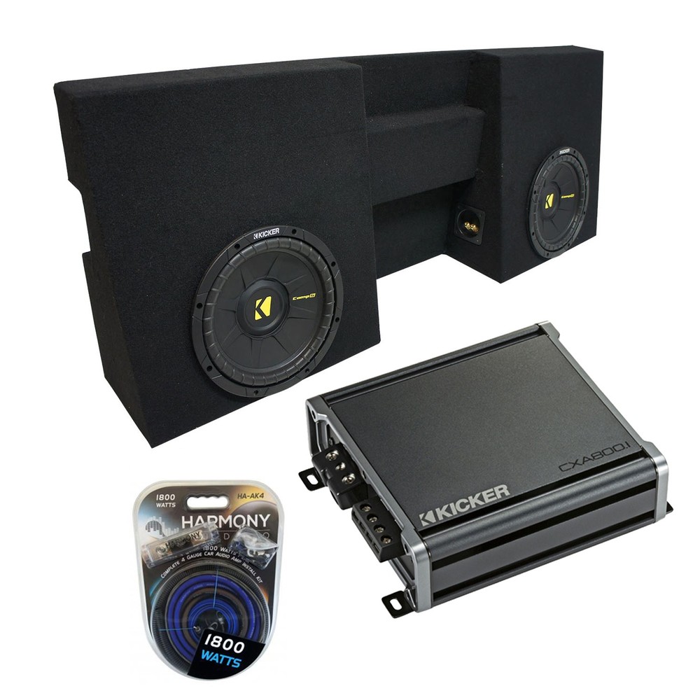 2005-2015 Toyota Tacoma Double Cab Kicker CompC CWCS10 Dual 10-Inch Subwoofer Box with CXA8001 Amp