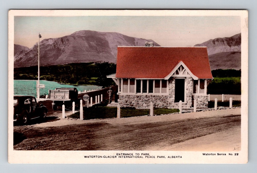 Canada- Alberta Waterton-Glacier International Peace Park Entry Vintage Postcard