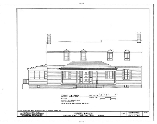 5. South elevation - Roaring Springs, State Route 616 vicinity, Gloucester,