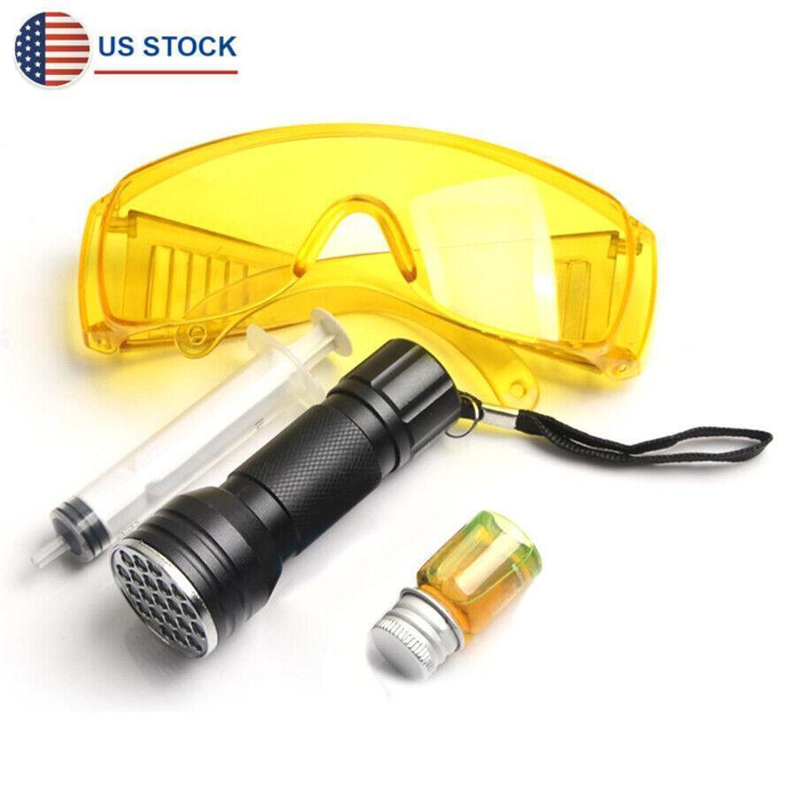 Air Conditionin AC System Leak Test Detector Kit LED UV Flashlight Leak Glasses-image