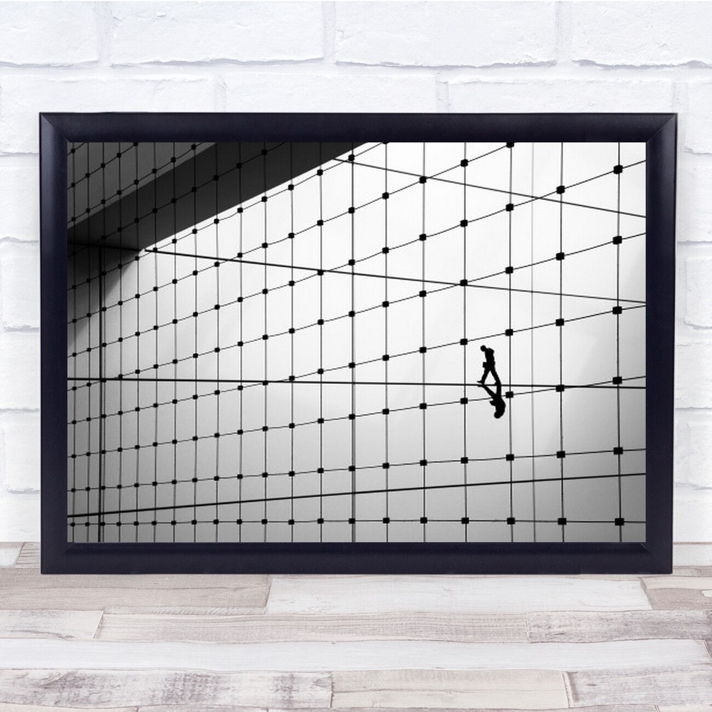 Walking The Line Conceptual Lines Person B&W Townhall Wall Art Print