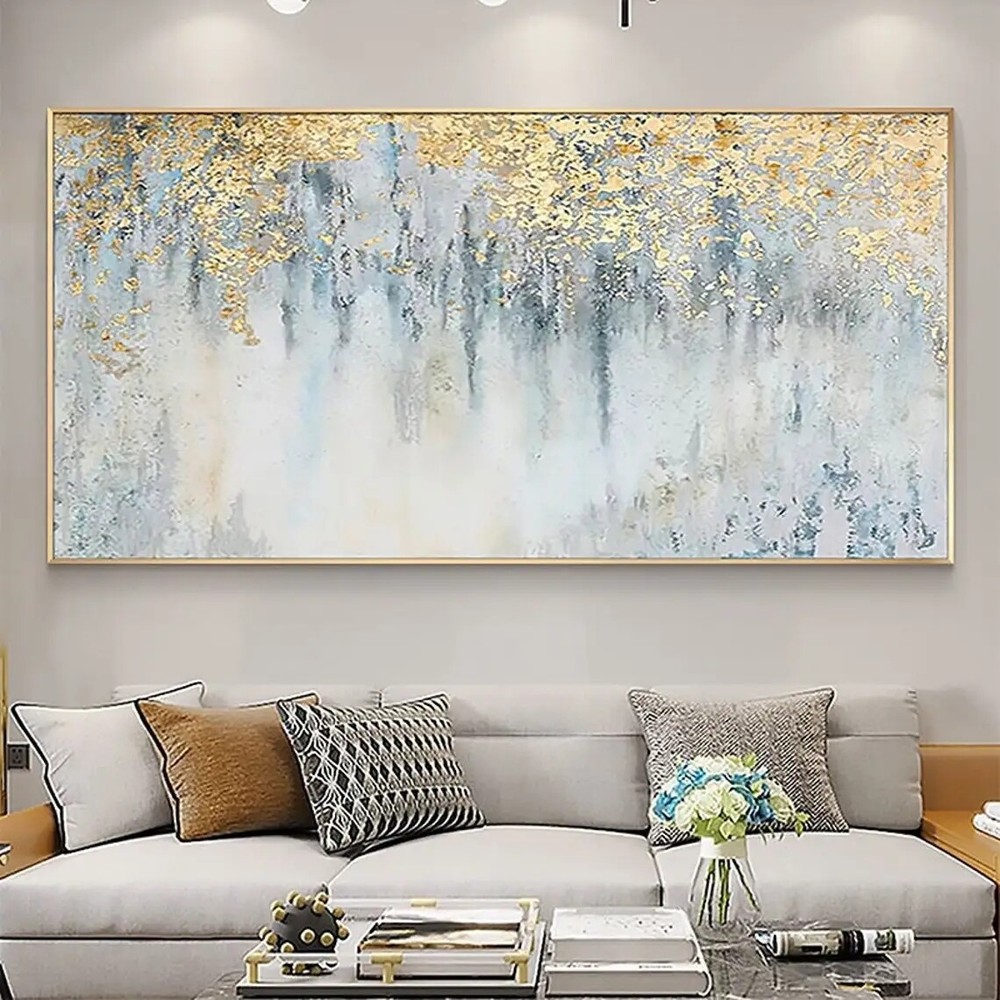 Abstract Gold Leaf Oil Painting On Canvas Original Modern Gold Foil Texture