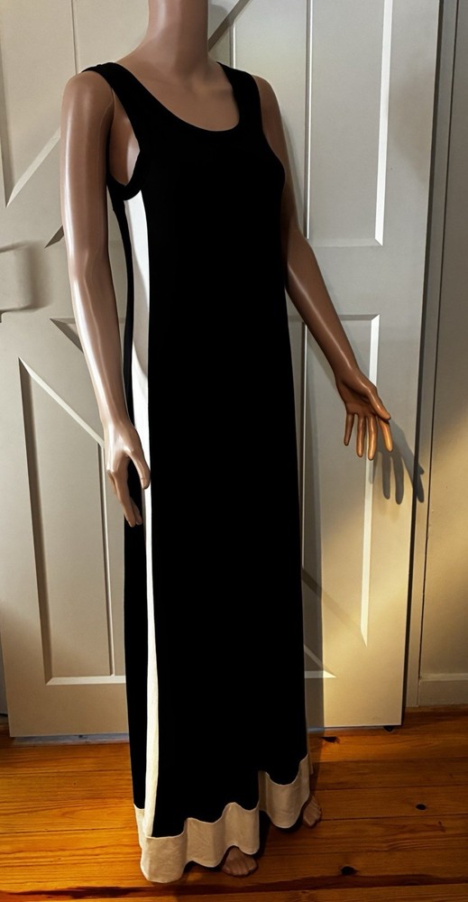Karen Kane Long Contrast Tank Dress Black/White Women's Size Small Jersey NWT