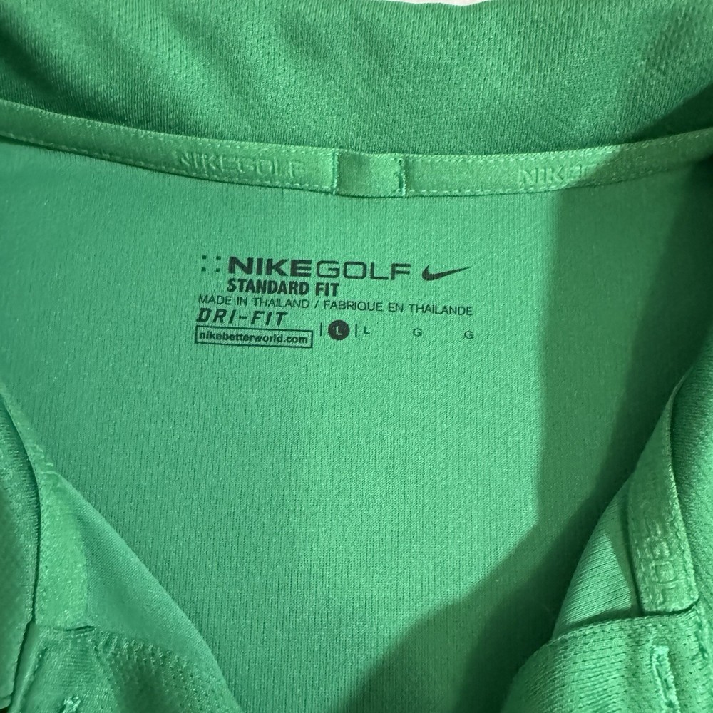 Men's Nike Golf STANDARD FIT Dri-Fit sz Large Green Blue Polo Shirt SWOOSH LOGO