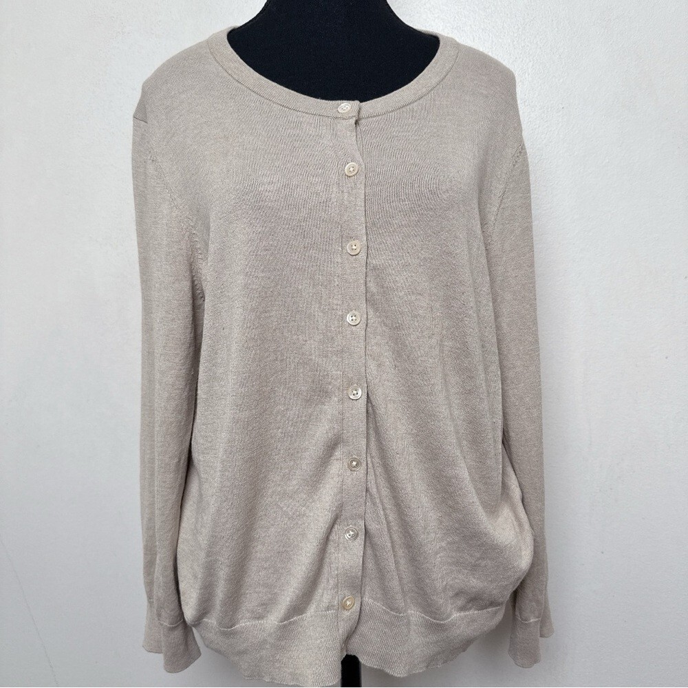Banana Republic Womens XL Tan Silk Blend Cardigan Sweater