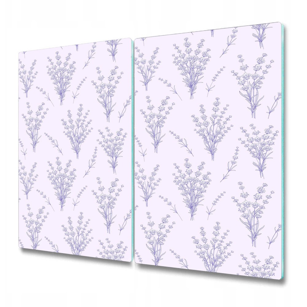 Glass Surface Protector Lavender flowers illustration purple and grey 2x30x52