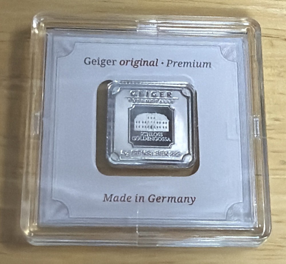 Geiger Edelmetalle 5 Gram Silver Bar, Sealed,  In Assay .999 Fine Silver