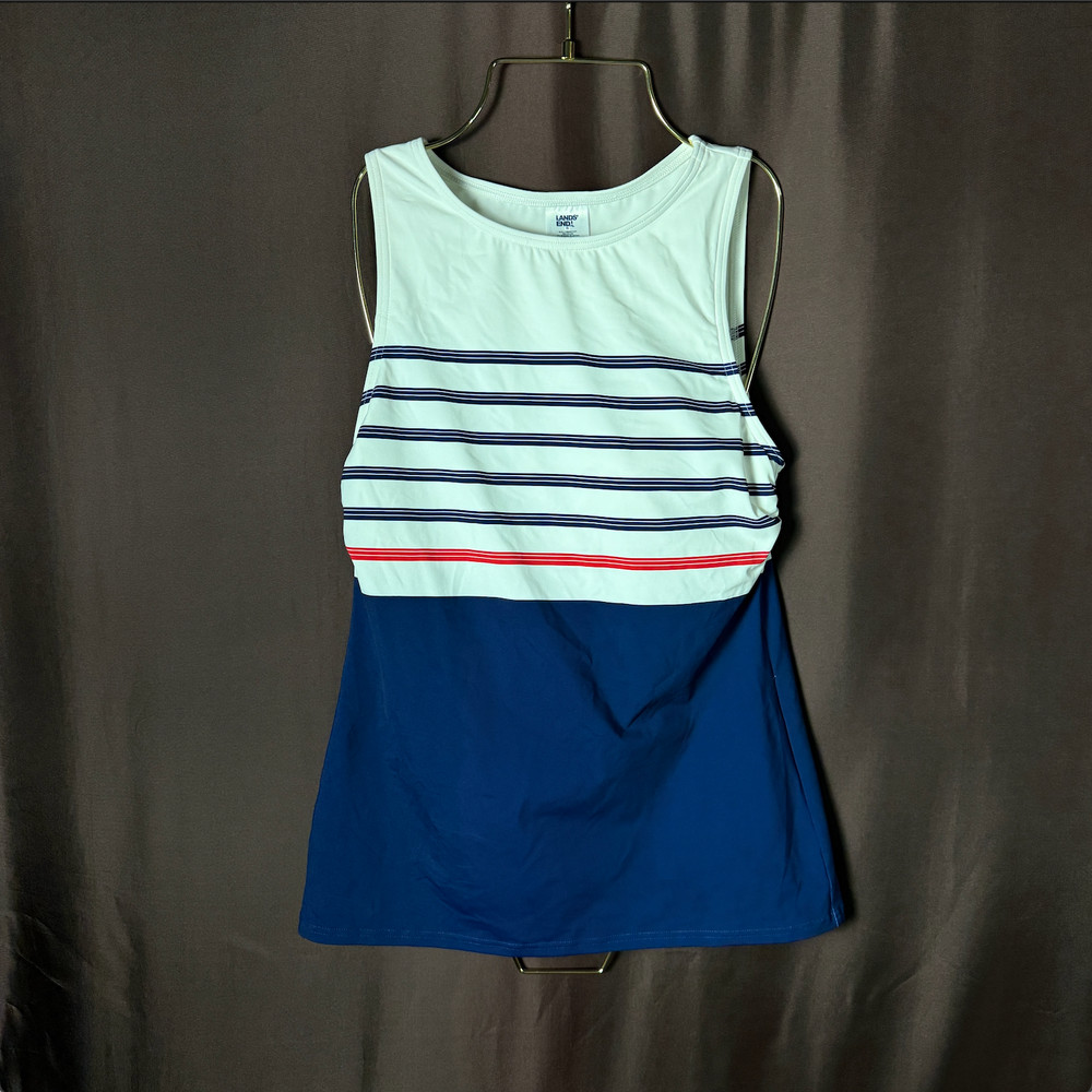 Lands' End Women's 4, 2-10 LONG High Neck Tankini Modest Swimsuit Top UPF 50 Sun