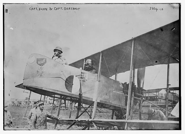 Photo:Capt Hoppe Capt Berthaut 1910s Airplane Aviators Biplane Aircraft