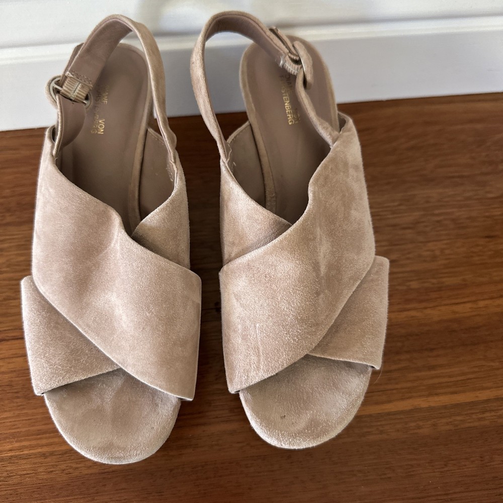 Excellent Diane von Furstenberg Suede Leather Wedge Cork Sandal Women 6M