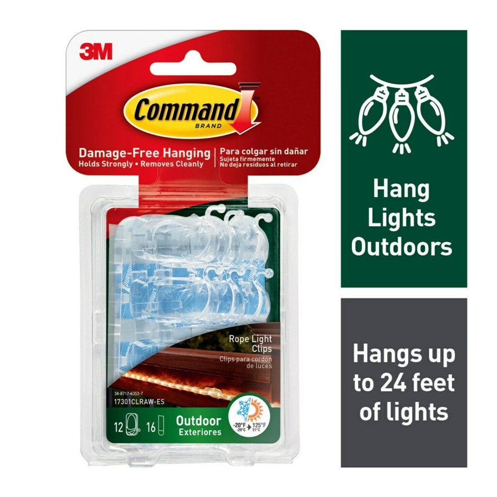 Outdoor Rope Light Clips Clear Light Hanging Clips with Adhesive Strips Holiday