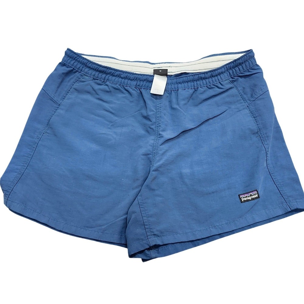 Patagonia Womens Baggies Shorts Blue Elastic Waist Relaxed Fit Size S Small