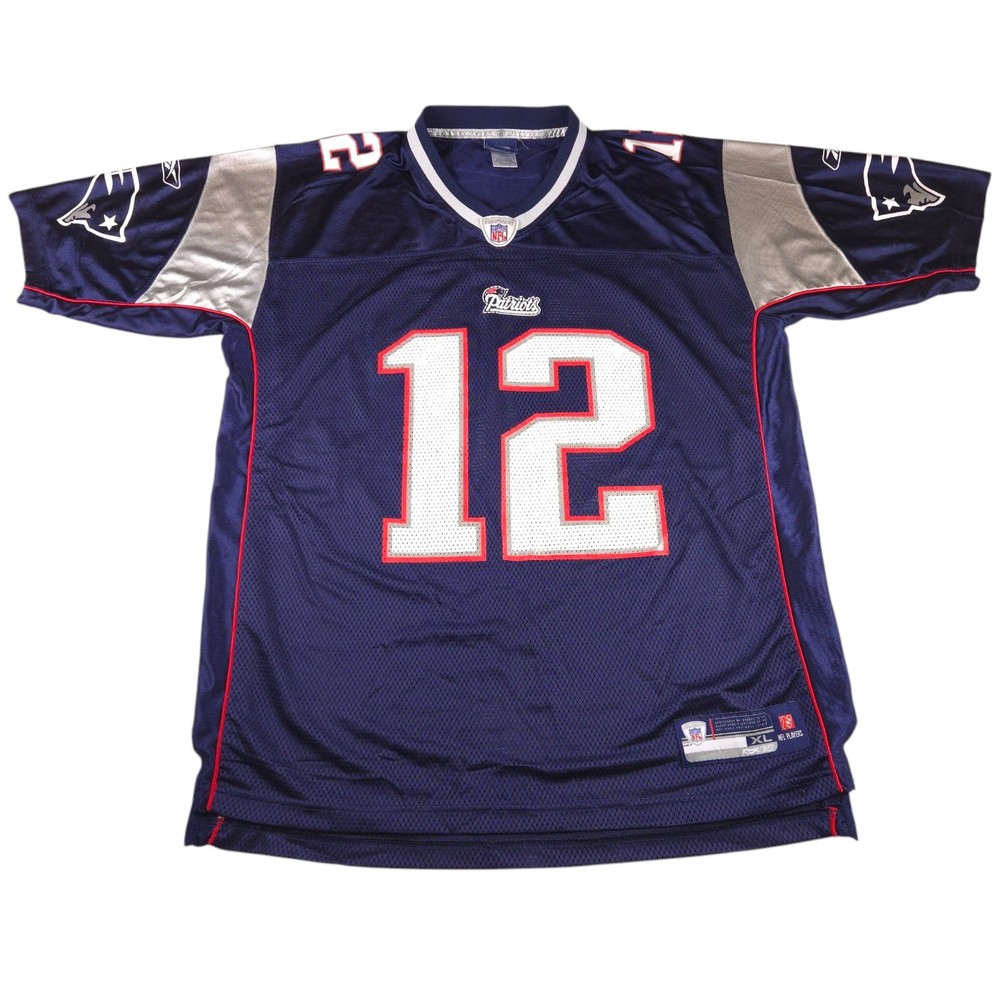 Vintage Tom Brady Reebok NFL #12 Jersey New England Patriots Y2k Men's Size XL