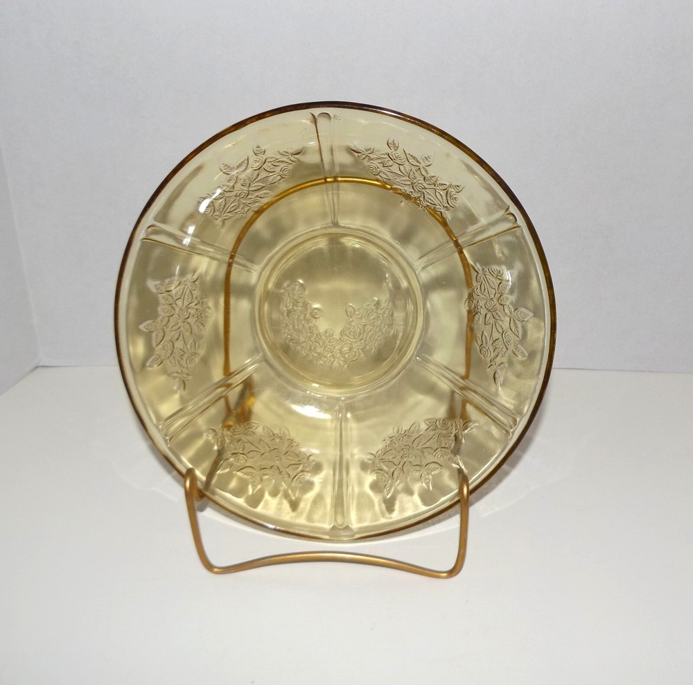 1930s Federal Sharon Amber Depression Glass 8-Inch Fruit Bowl  