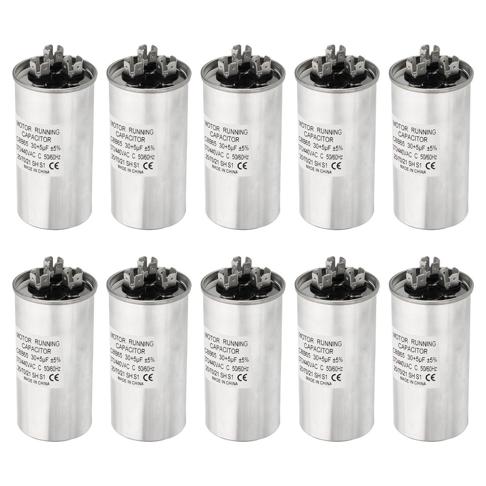 30/5uF 30+5MFD 370-440V Dual Round Run Capacitor, 10Pcs CBB65 Capacitors