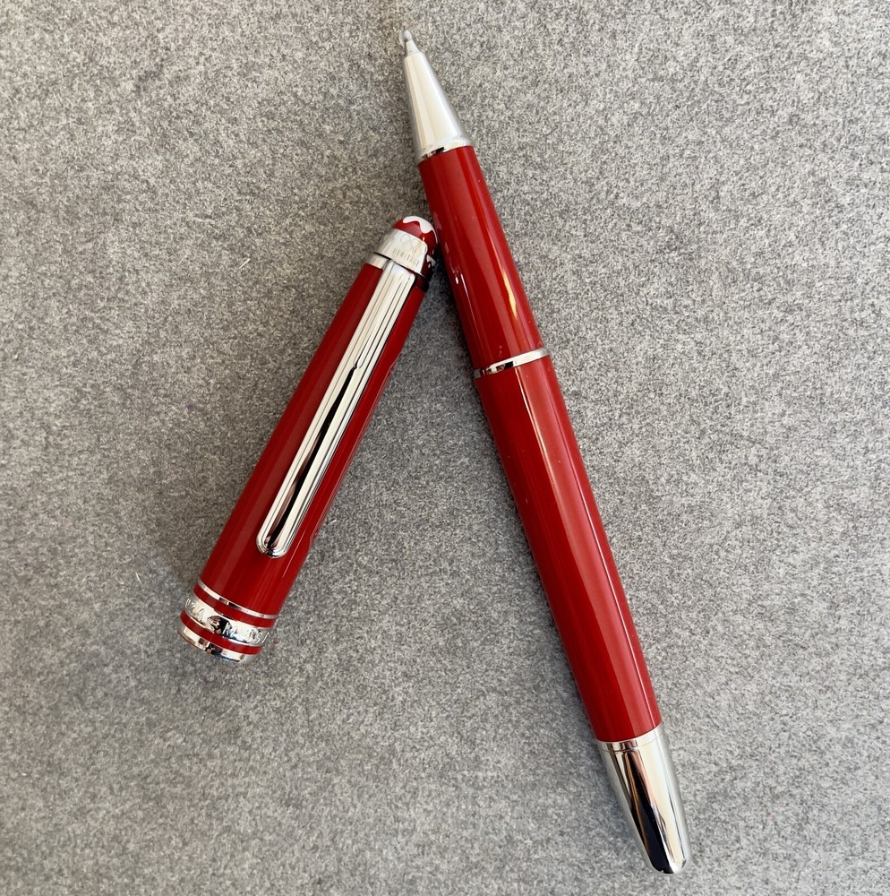 Deluxe Olympic Chamonix Resin Series Red+Silver Color 0.7mm Rollerball Pen