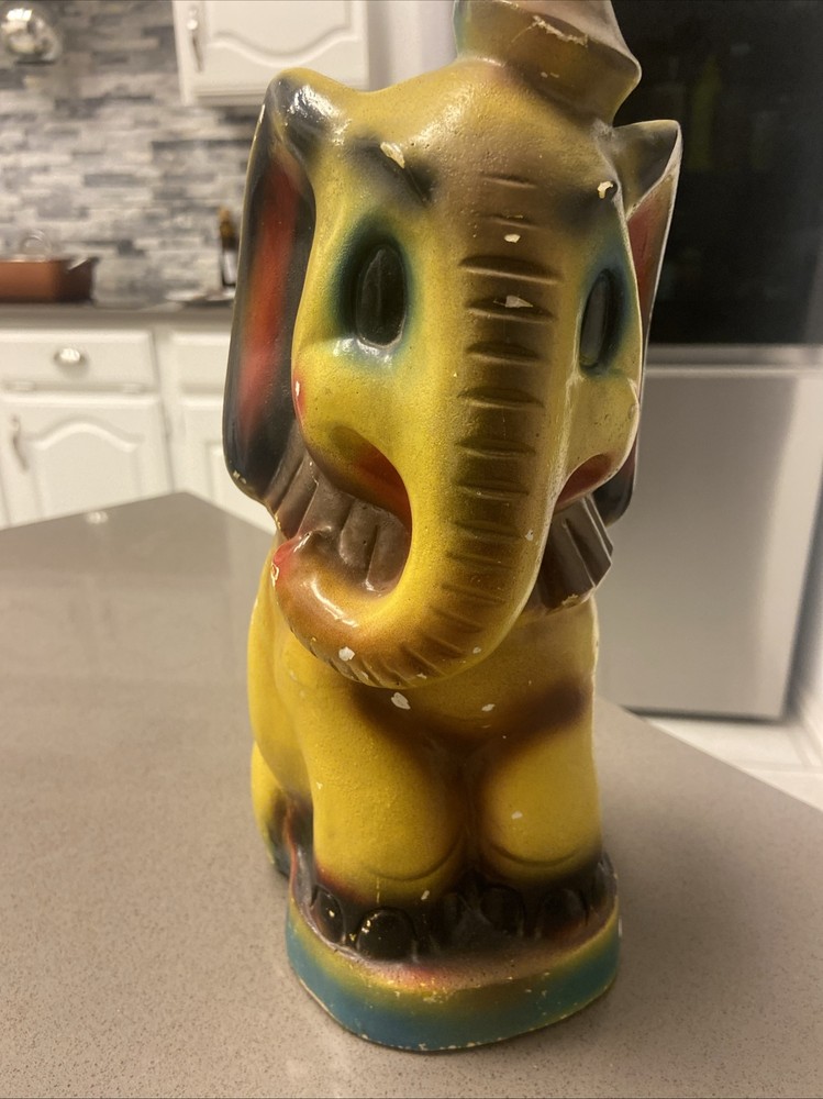 Vintage Elephant Chalkware Carnival Statue Amusement Park Fair Prize Animorphic