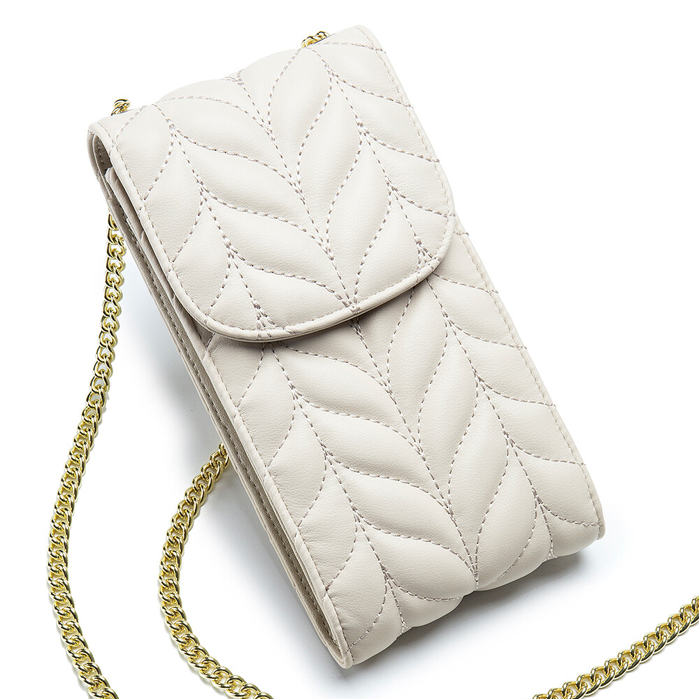 Women's Small Crossbody Leather Phone Purse Wallet with Metal Chain  