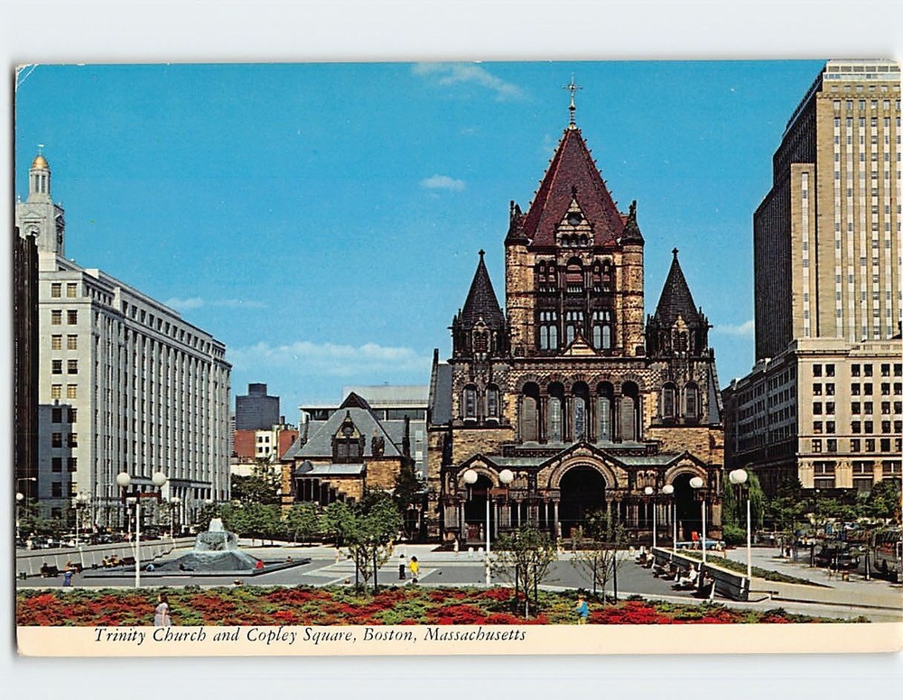 Postcard Trinity Church & Copley Square Boston Massachusetts