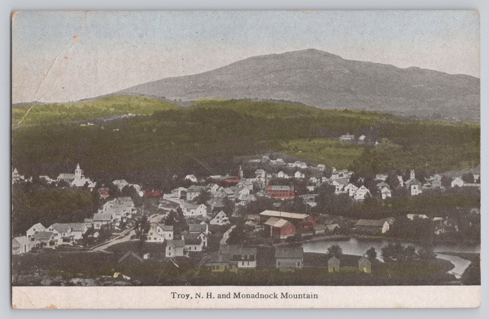 Troy New Hampshire NH Birds-Eye View Mount Monadnock c1910 Antique Postcard