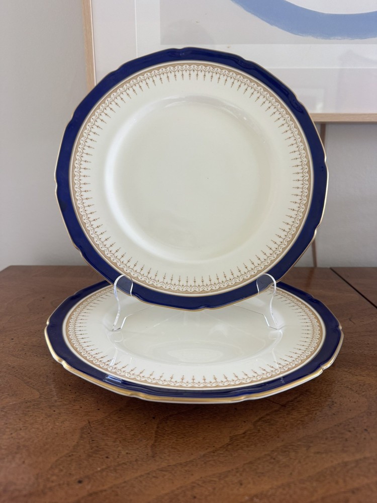 PAIR Vintage Royal Doutlen “Duke Of York” Bone China 10.5” Dinner Plates England