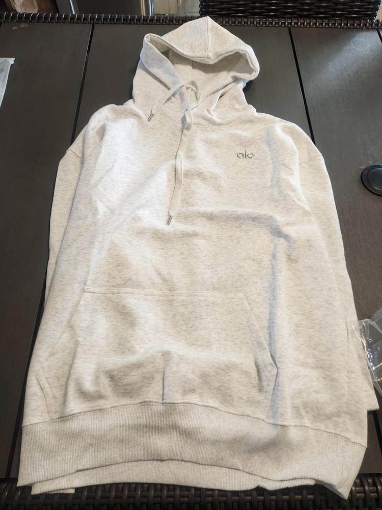 Womens Gray/white  Alo Yoga Pullover Hoodie Size Large