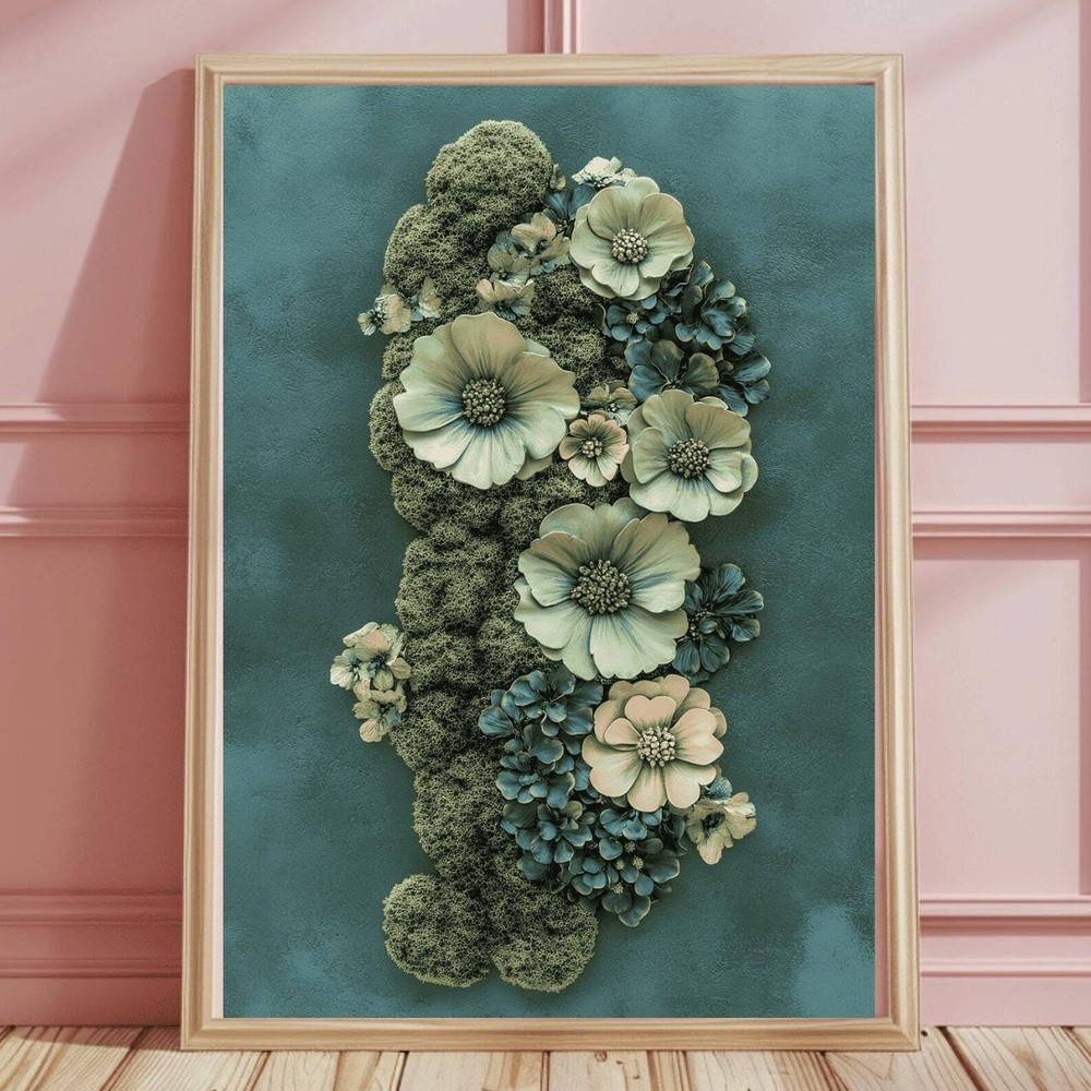 Moss Wall Art Print Green Moss Botanical Print For Office Nature Moss Decor